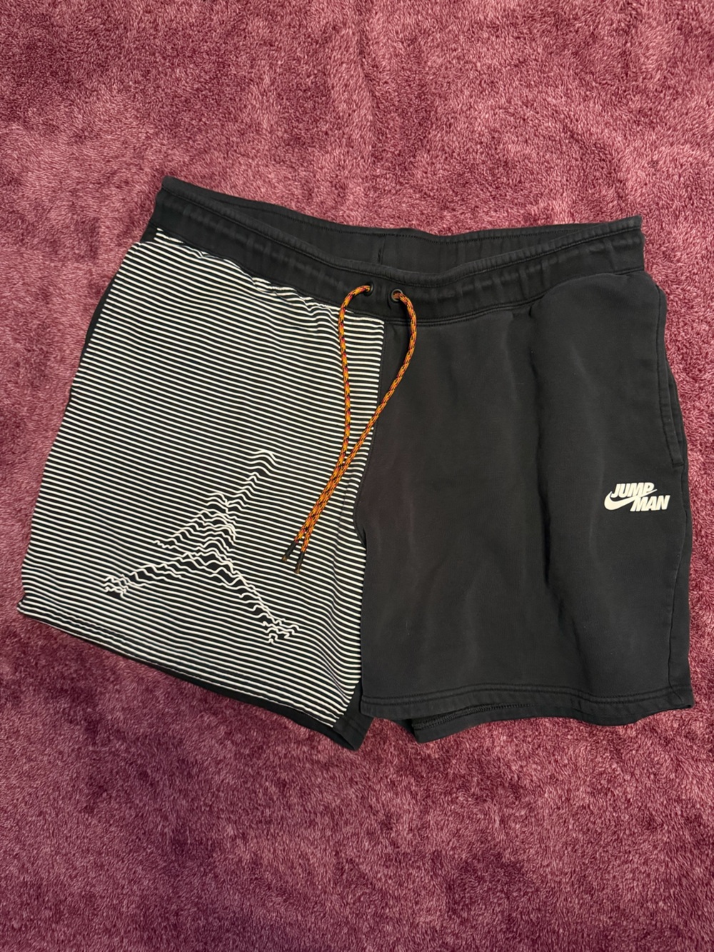 Nike Black Sweat Shorts with White Jumpman Logo/WaveLengths Pattern